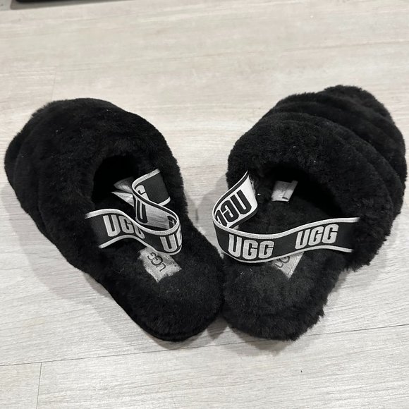UGG Fluff Yeah Ruby Black Slippers- Size 9 - Picture 6 of 9